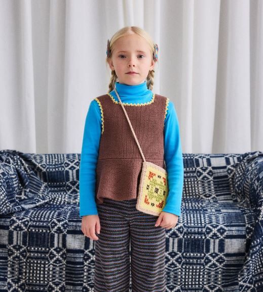 Misha & Puff  跳色鉤邊傘擺背心上衣 Marta Top - Mousse