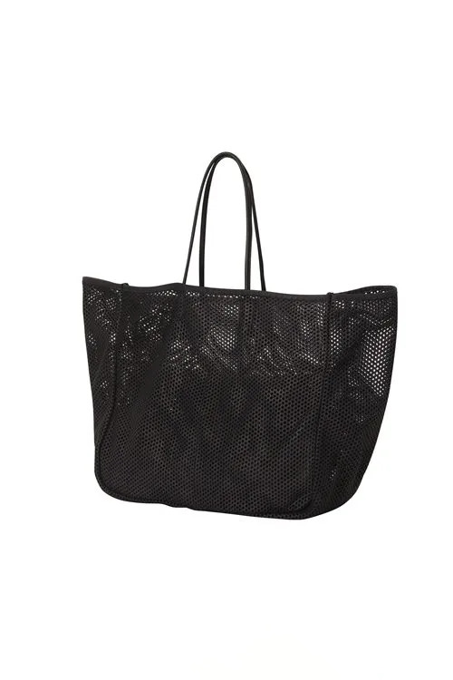 AMIACALVA WASHED LEATHER MESH TOTE - L (2COL)