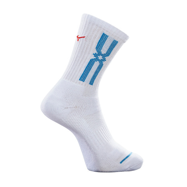 MIZUNO 運動襪 (白x寶藍)