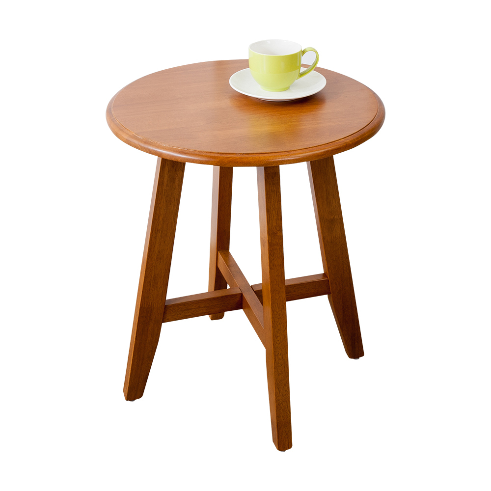 卡斯納實木圓形小茶几/邊几/邊桌-淺胡桃色