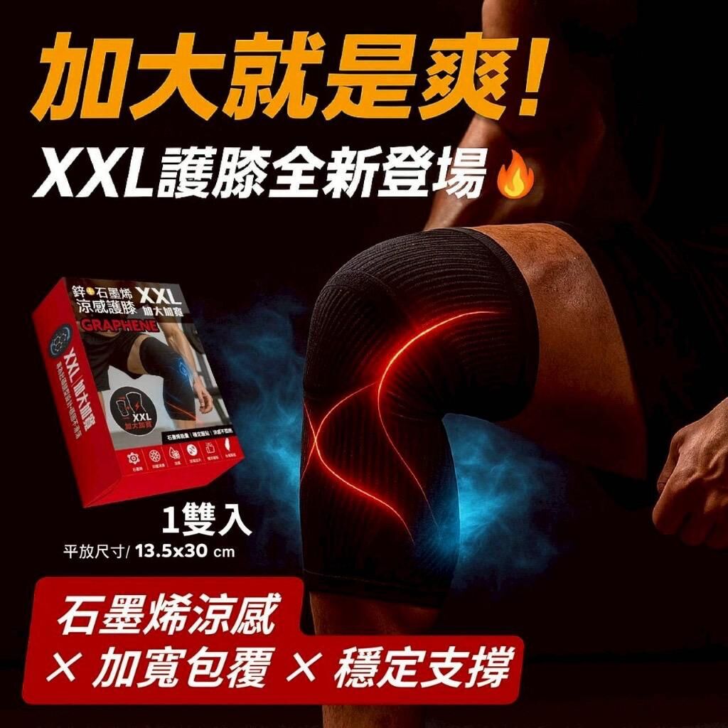 台灣鋅+石墨烯涼感護膝1對裝 (加大加寬版)