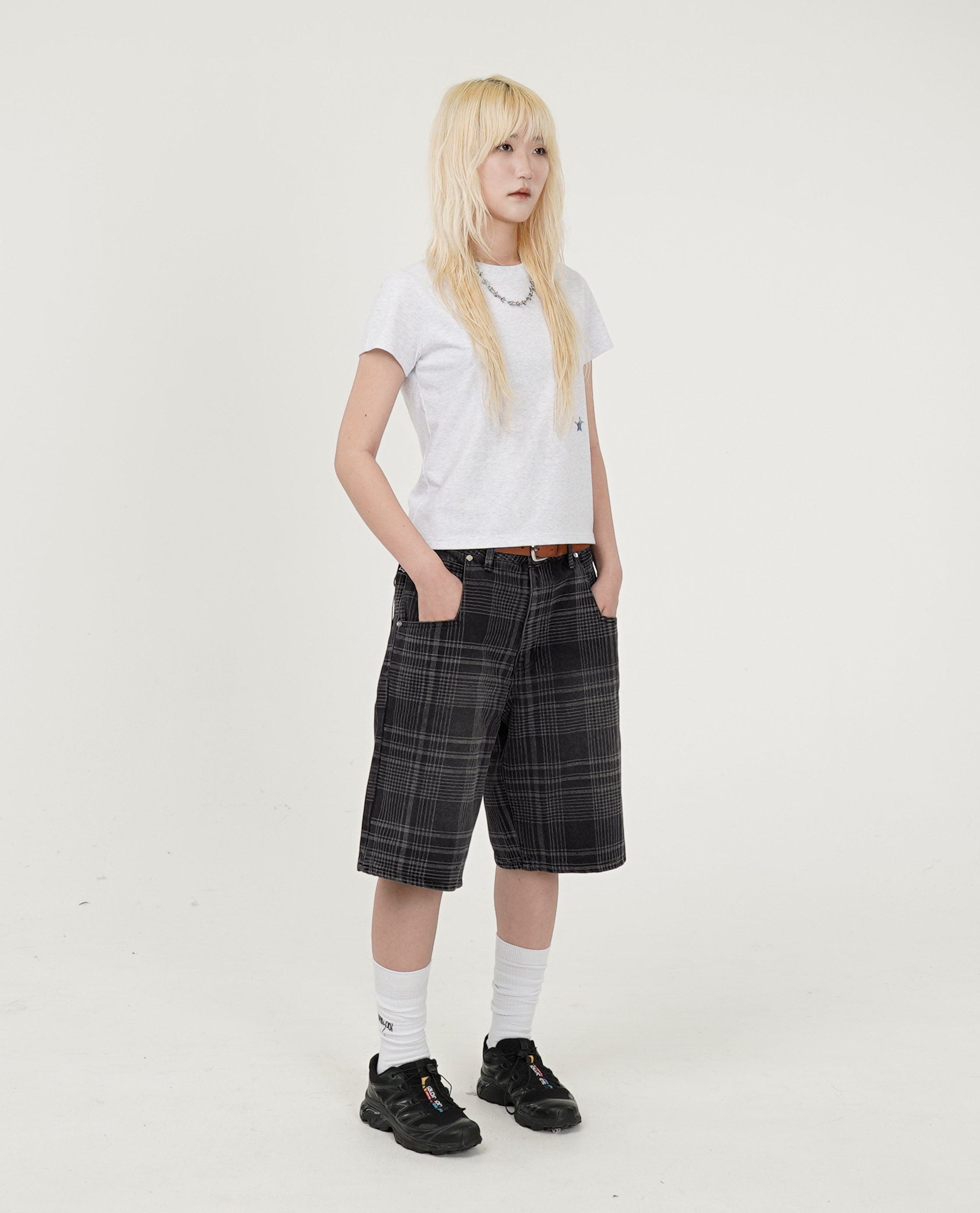 STARTEAM PLAID JEAN SHORTS - 25SS