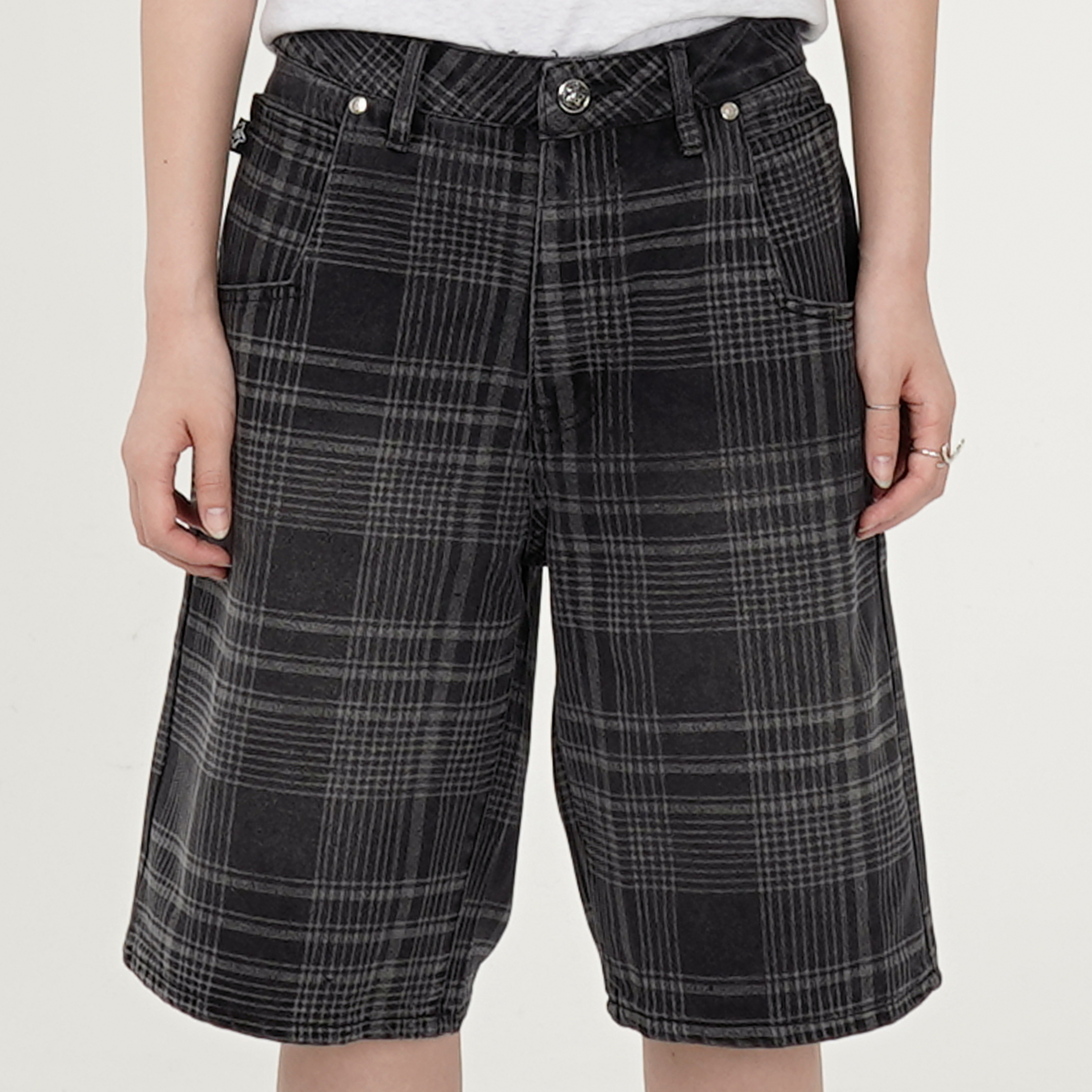 パンツ starteam Plaid Star Jeans Shorts Black STARTEAM PLAID JEAN SHORTS - 25SS