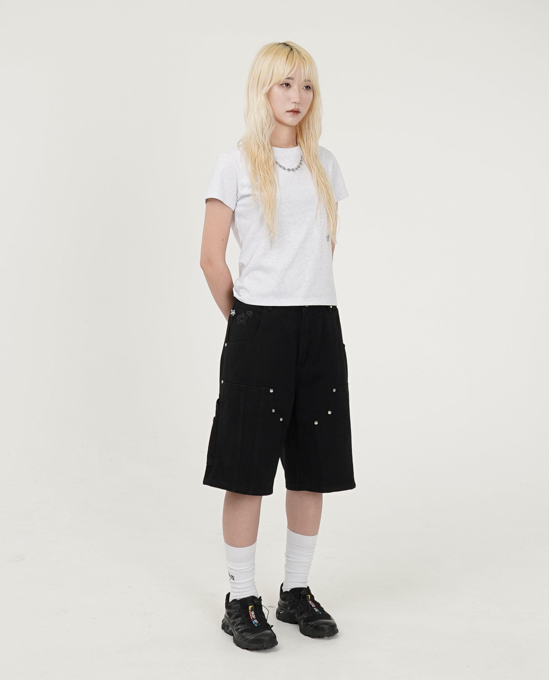 STARTEAM DOUBLE KNEE SEAM JEAN SHORTS - 25SS