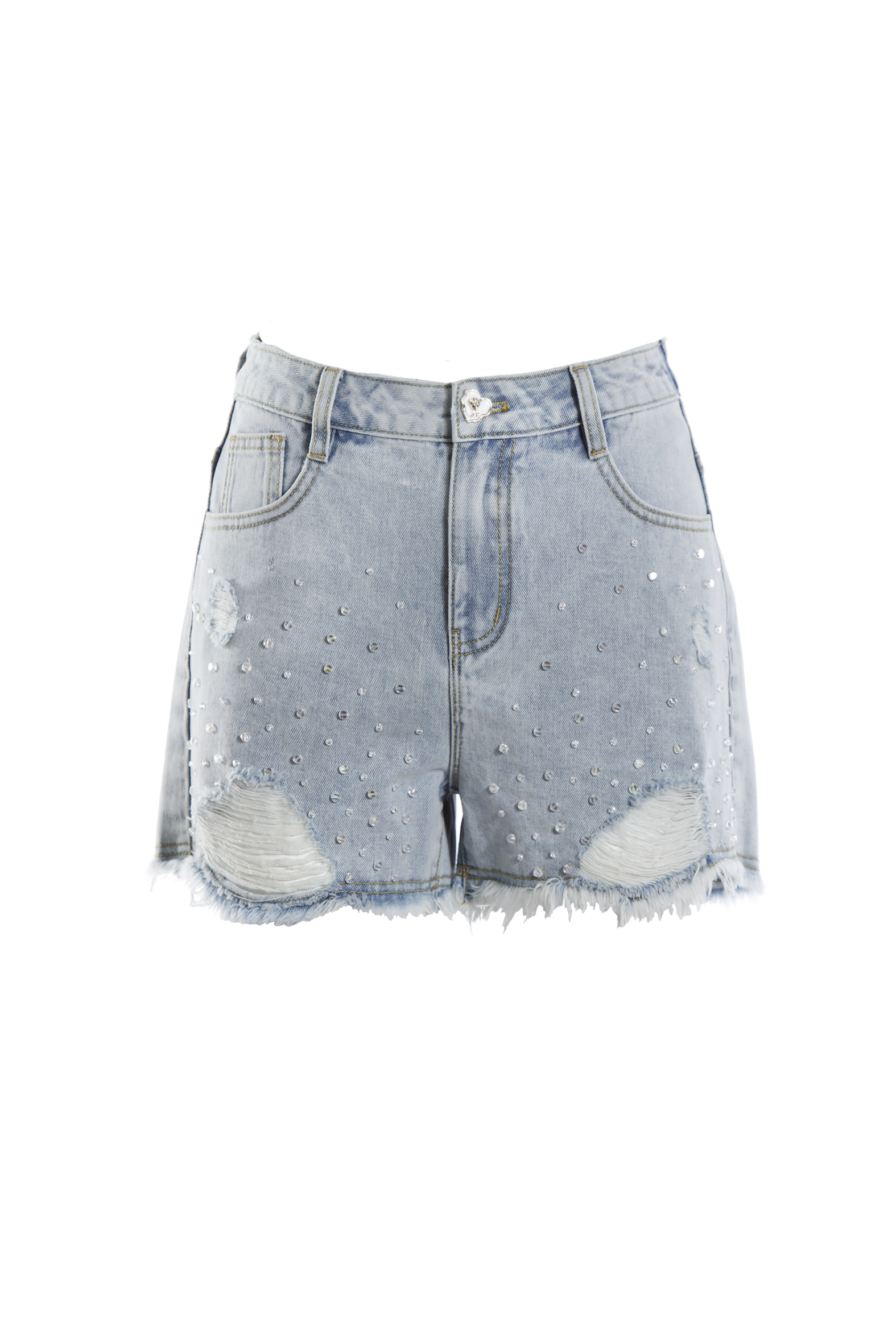 BD10335B1 鉚釘刷破短褲