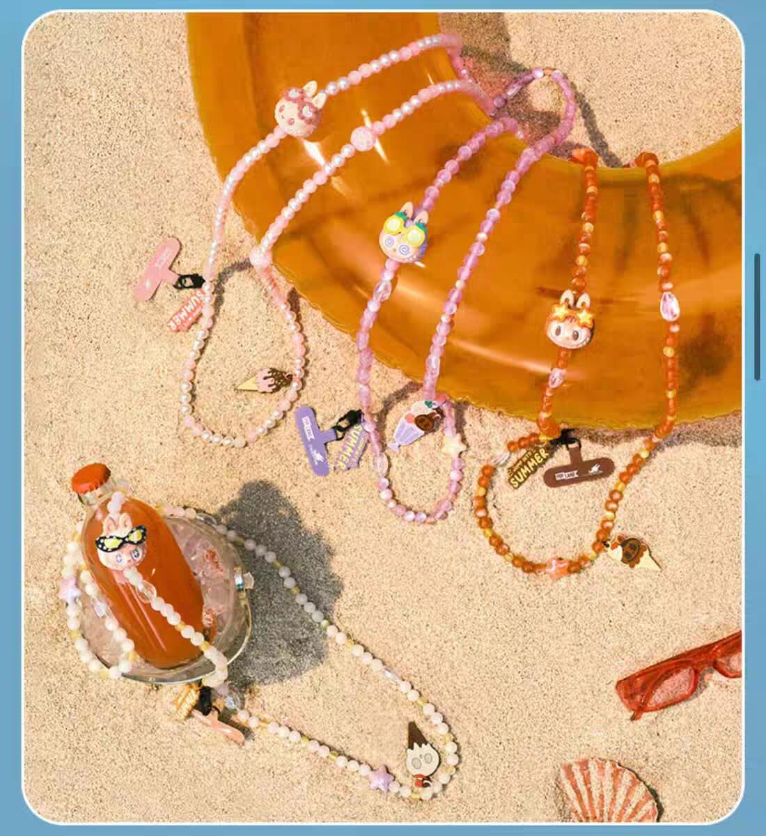 POPMART 夏日系列LABUBU 長款手機鏈掛繩盲盒(H8 PO282)