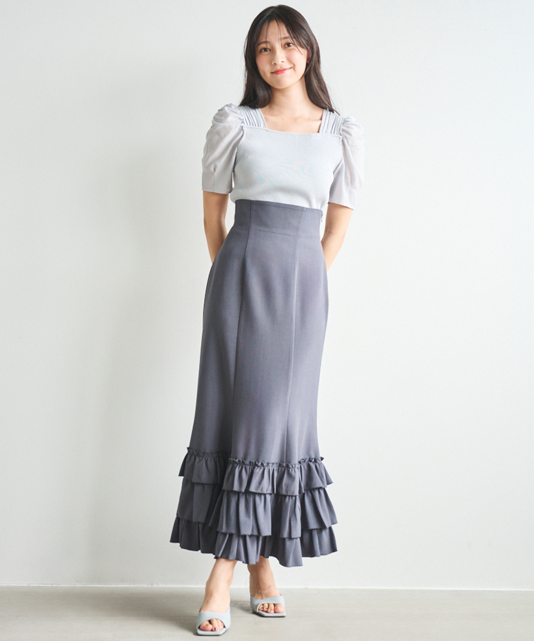 [預購] LILLIAN CARAT 下擺層疊魚尾裙