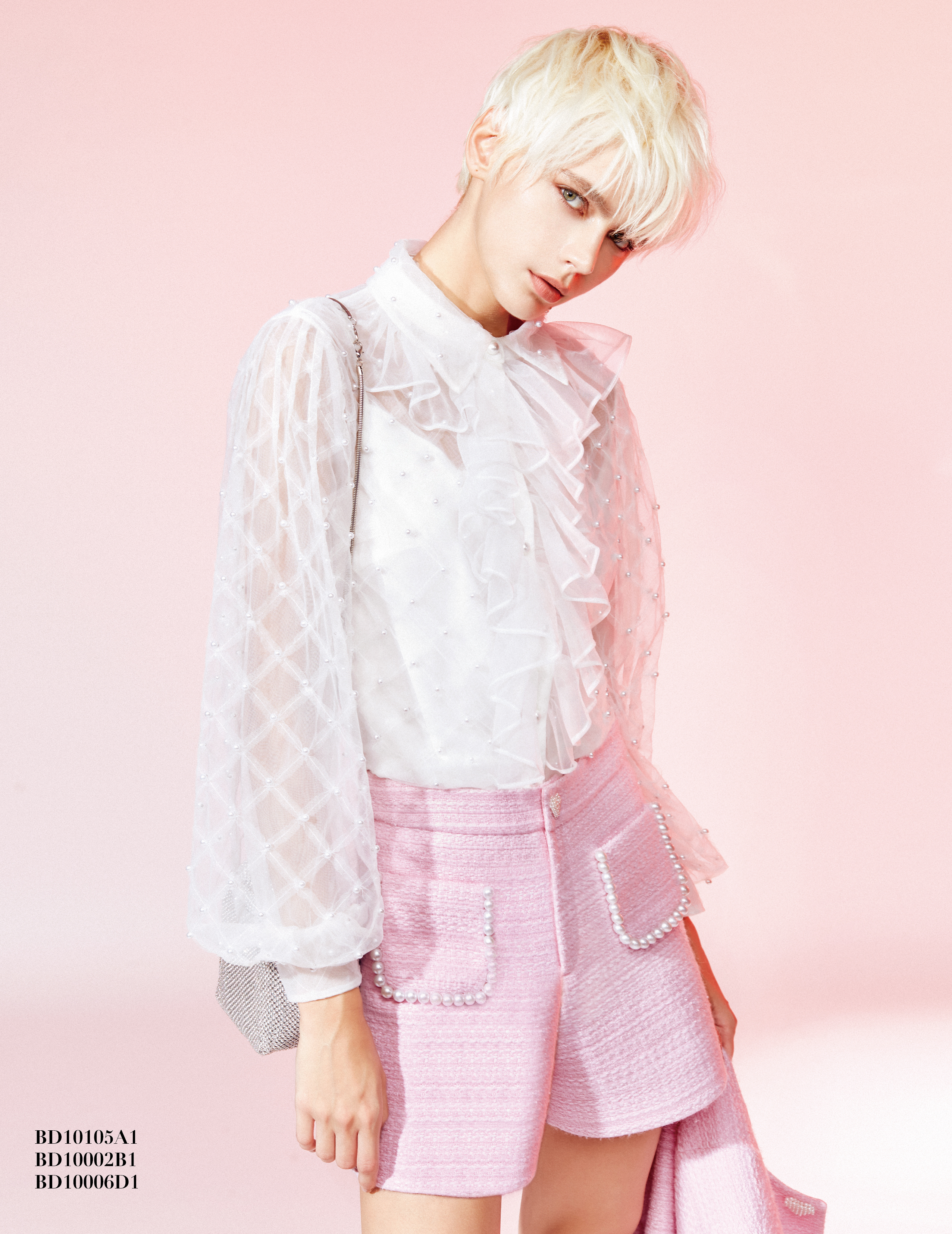 BD16911B1 珍珠玫瑰粉小香短褲