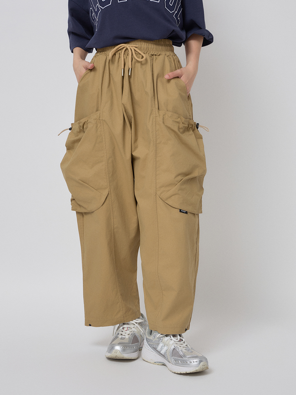可調式側大口袋寬版錐形工作褲
