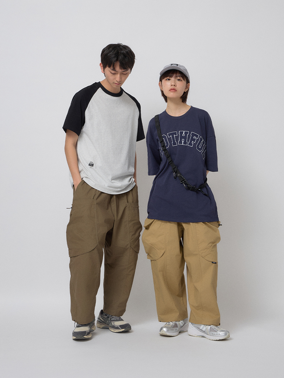 可調式側大口袋寬版錐形工作褲