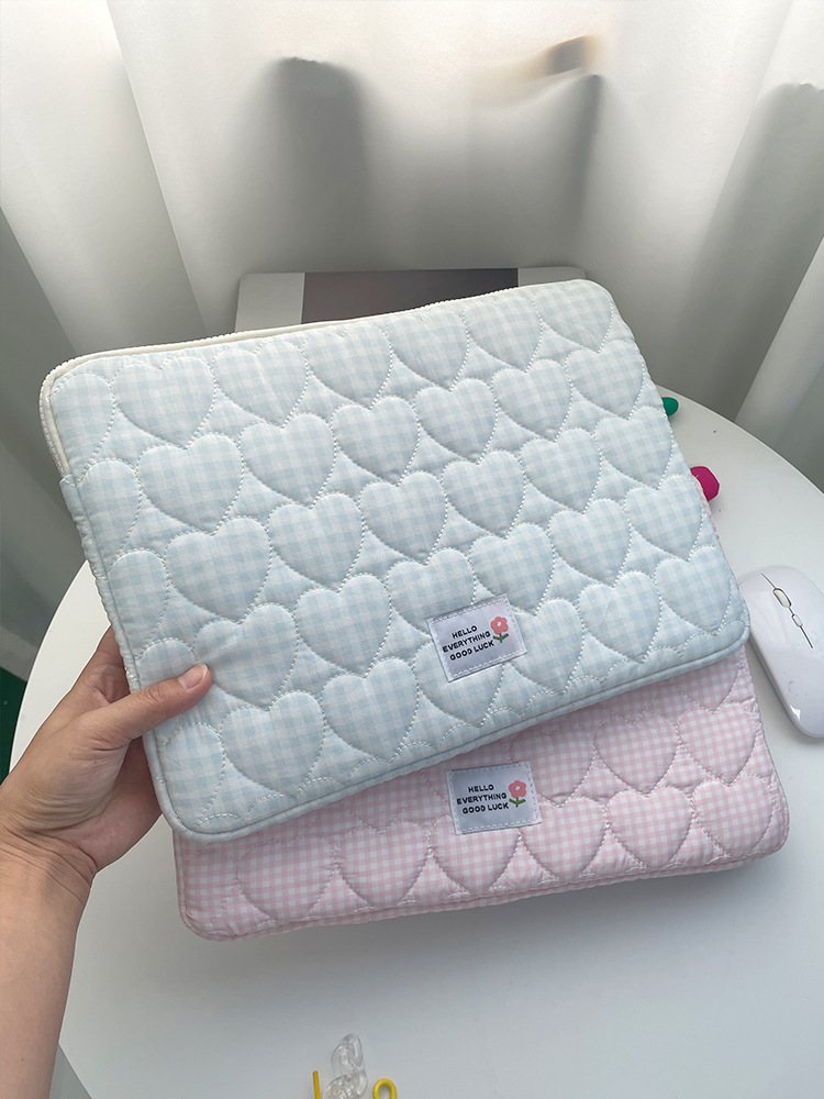 韓系愛心格紋ipad保護包