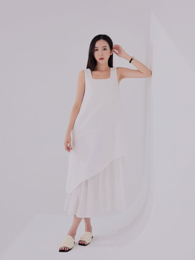 OH!HER 不規則下擺拼紗洋裝