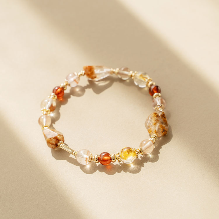 你是你自己：鈦晶花 ｜紅極光｜黃銅礦膠花｜橙石榴石｜安德森