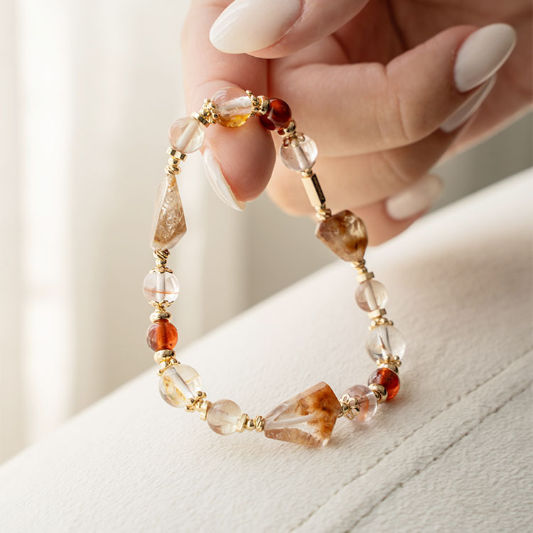 你是你自己：鈦晶花 ｜紅極光｜黃銅礦膠花｜橙石榴石｜安德森