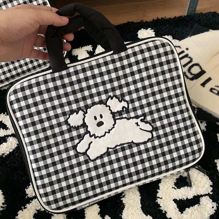 黑白格子狗狗電腦ipad保護包