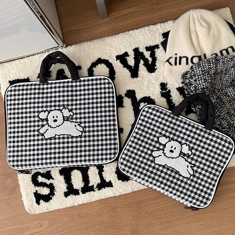 黑白格子狗狗電腦ipad保護包