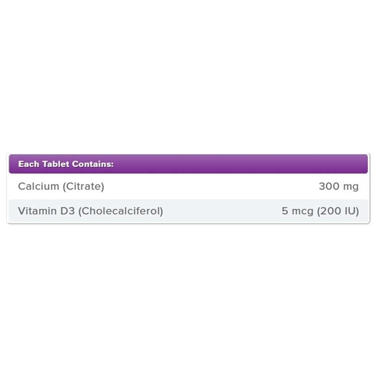 Webber Naturals Calcium Citrate 300mg with D3, 350 Tablets