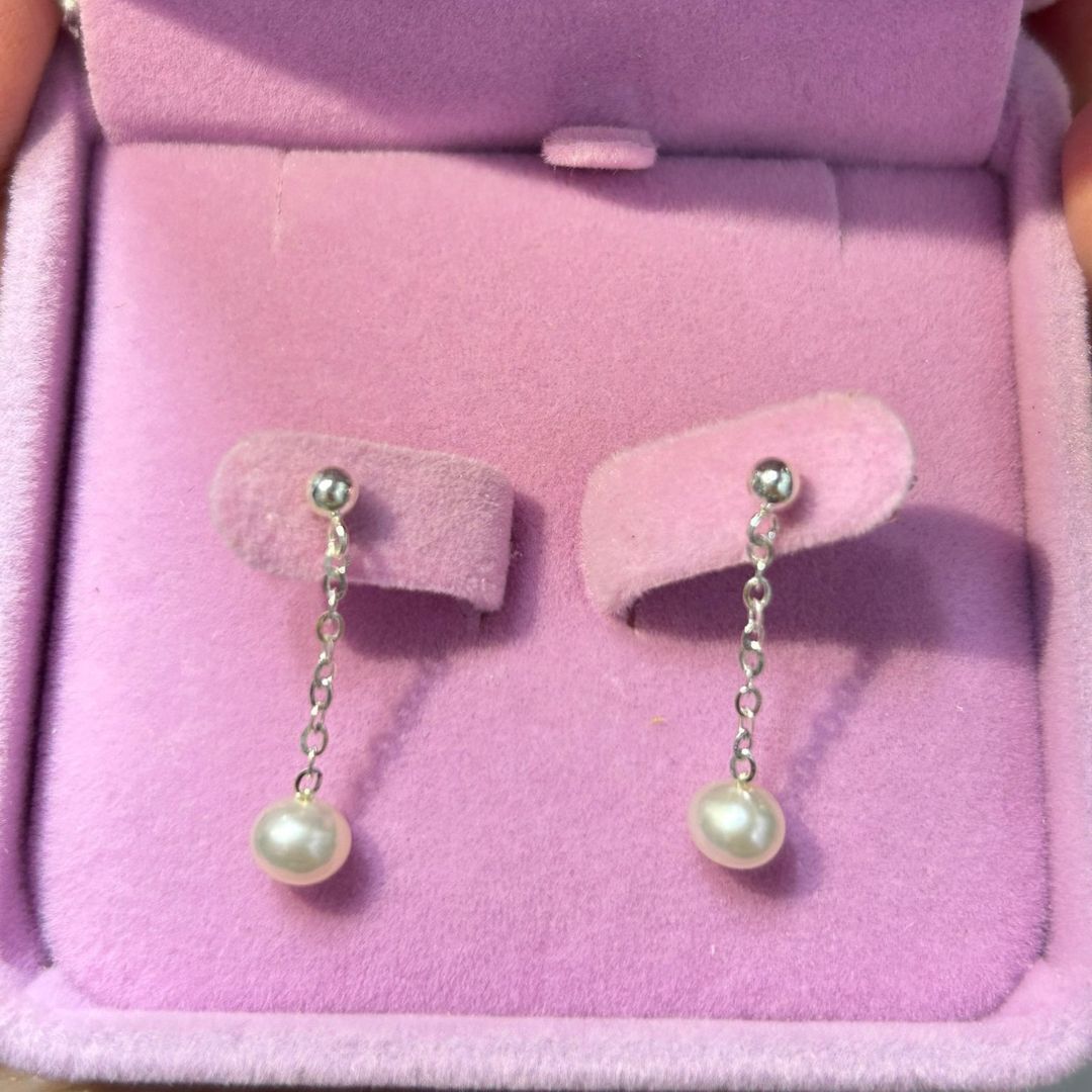 淡水珍珠純銀垂吊耳環  [#SQ25082802]