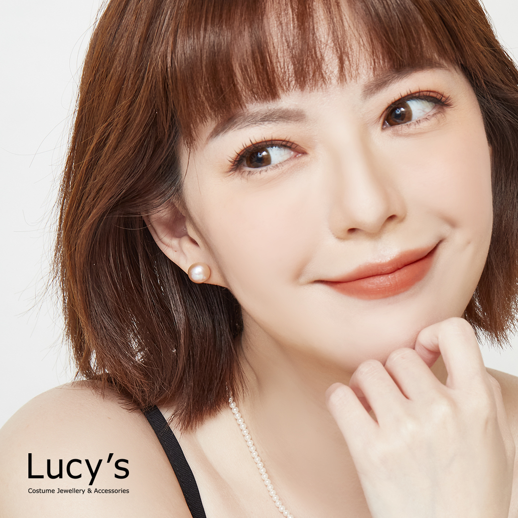 925純銀 大方珍珠 耳環 (二色) (126590/126591)