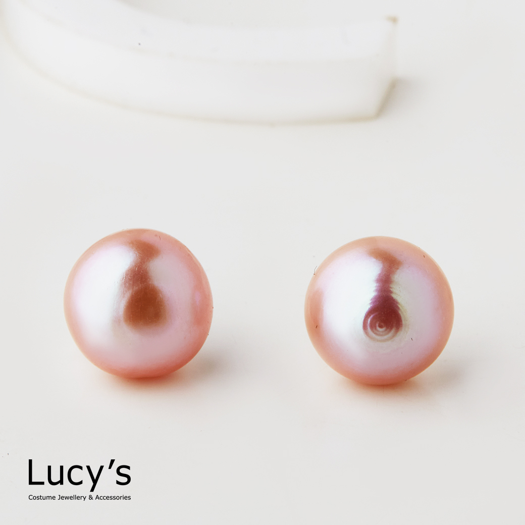 925純銀 大方珍珠 耳環 (二色) (126590/126591)