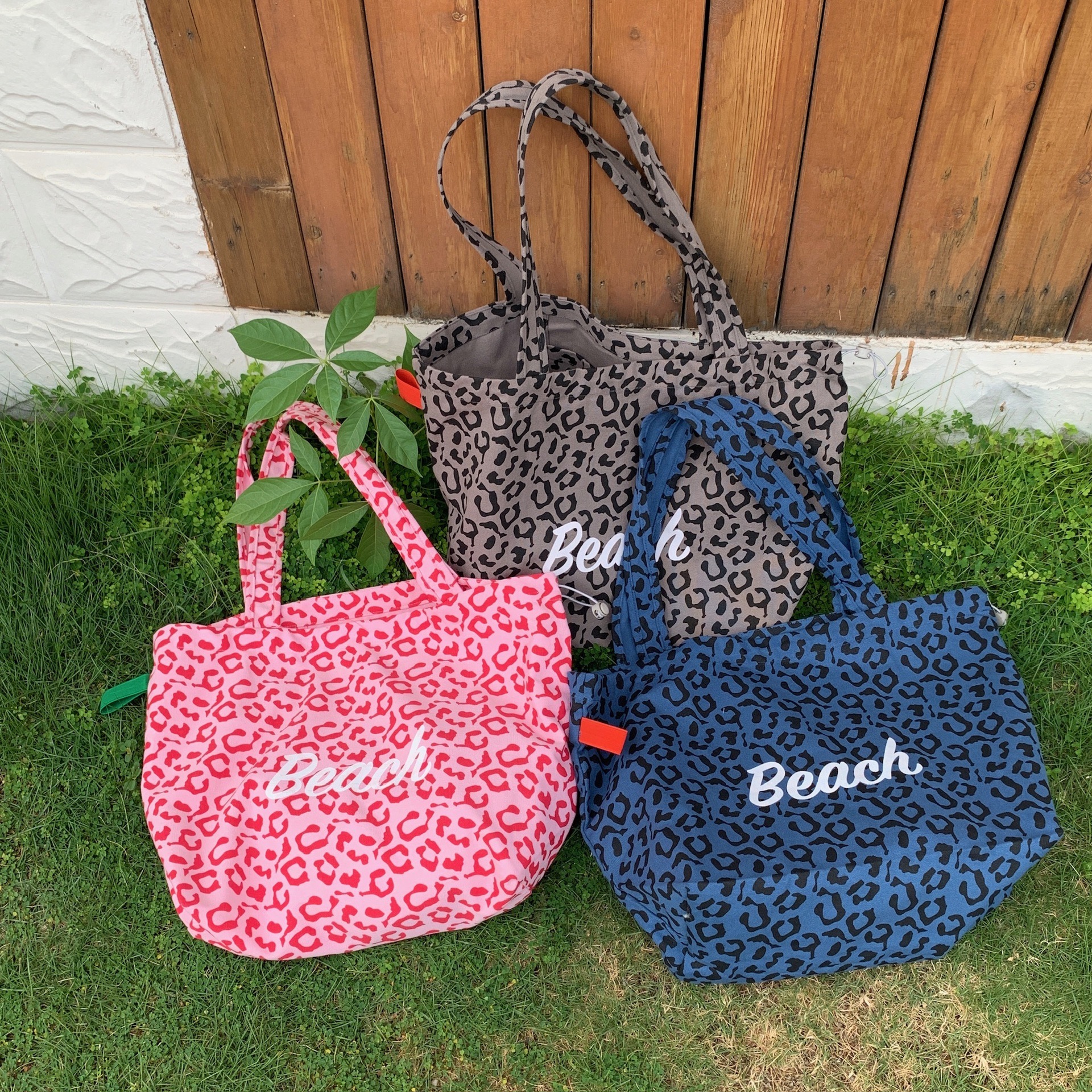 韓系豹紋字母托特包