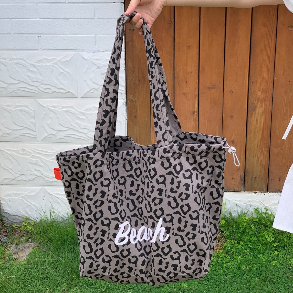 韓系豹紋字母托特包