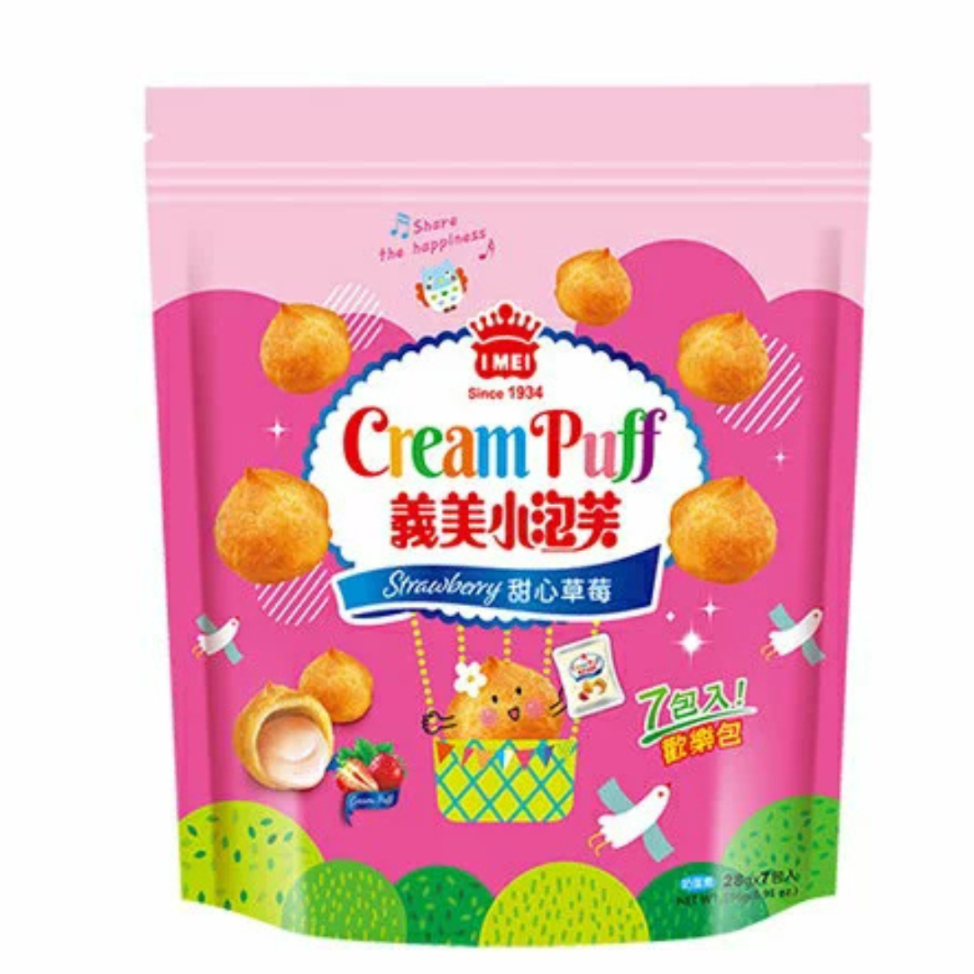 義美小泡芙歡樂包 (甜心草莓) 196g