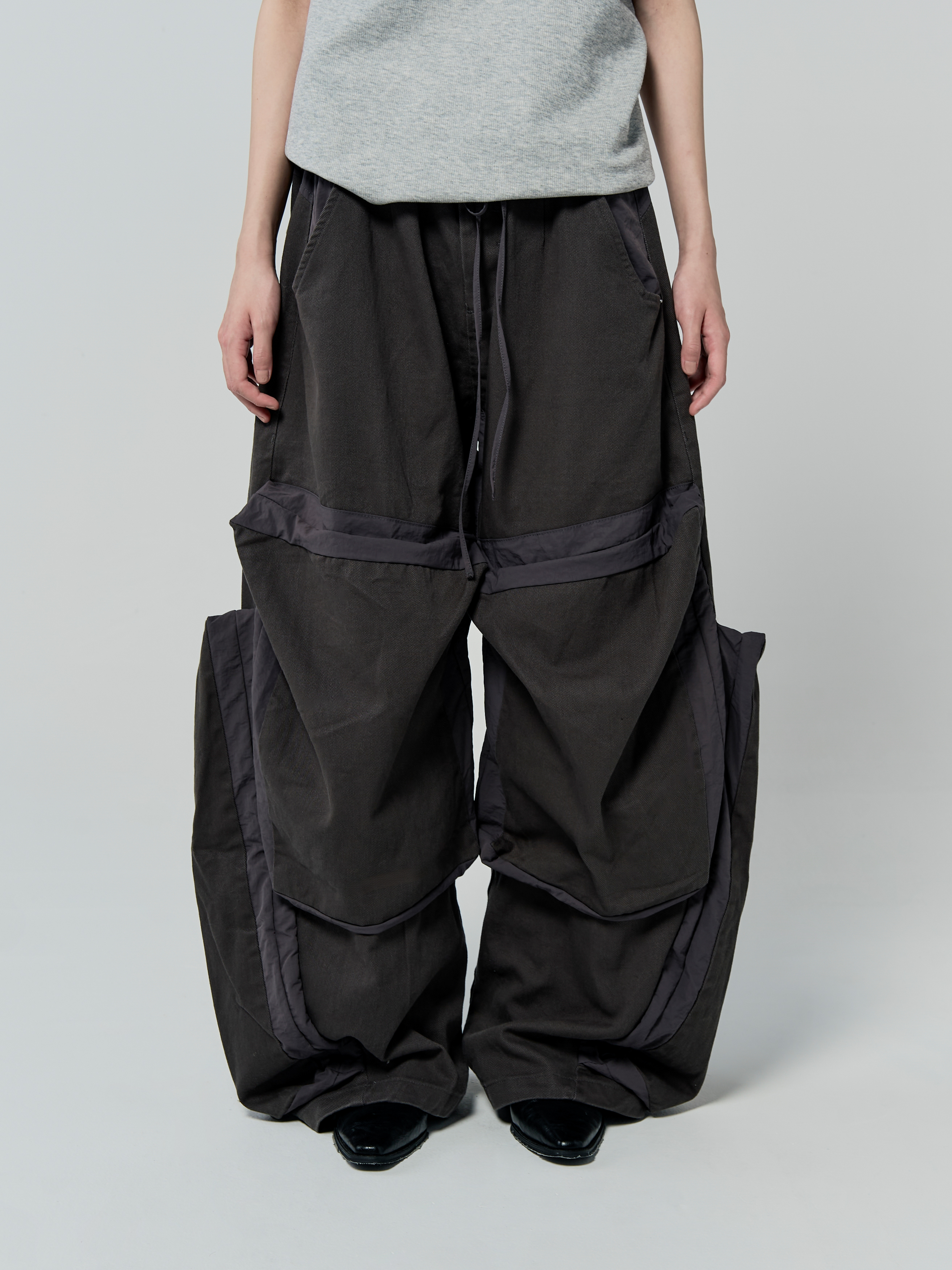 游牧立體多口袋工裝褲-灰