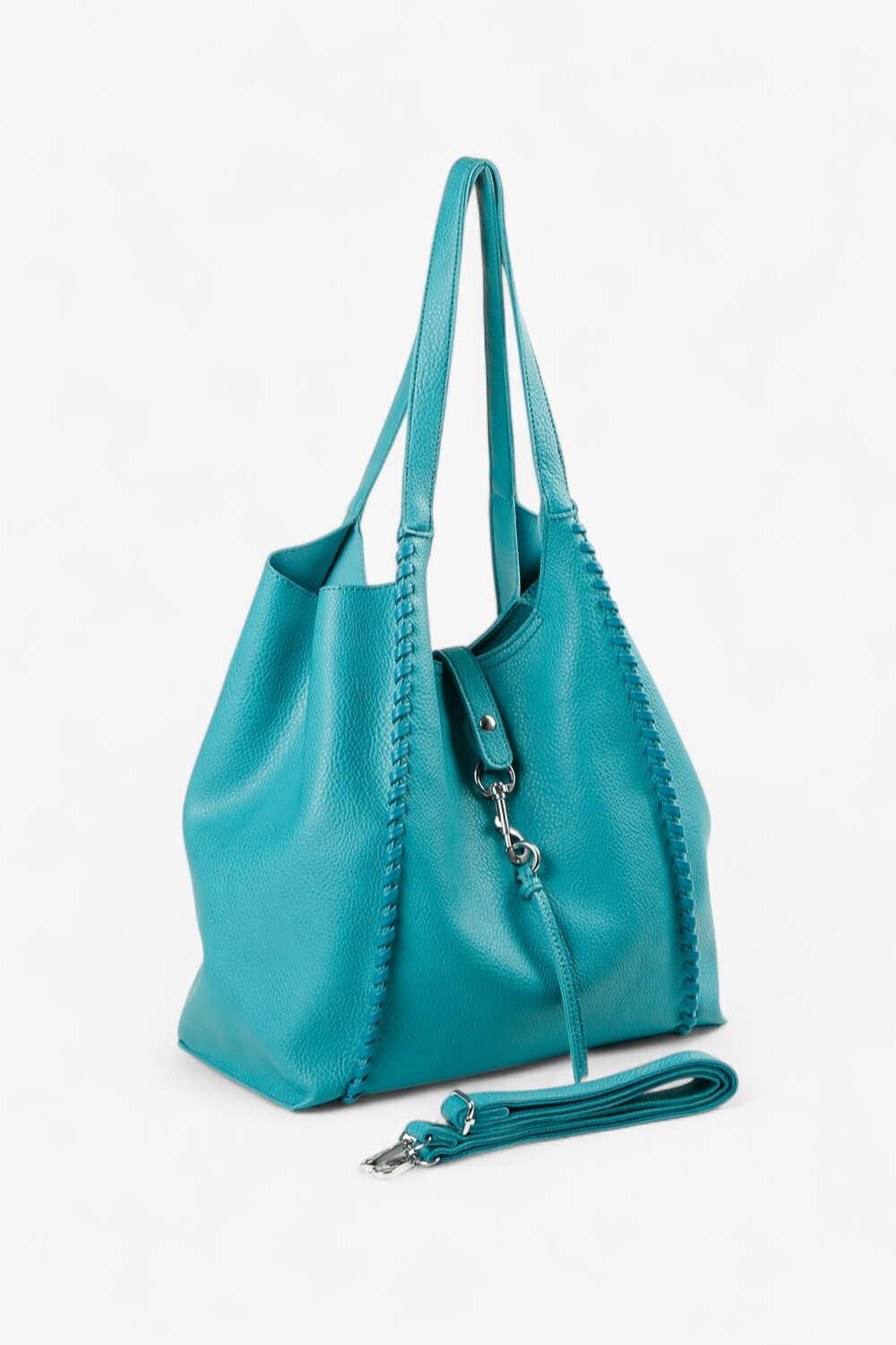 Wolf 穿條大托特包 藍綠色