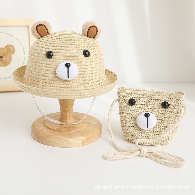 【童心星球】Summer Vibe 熊熊遮陽藤編帽＆包組