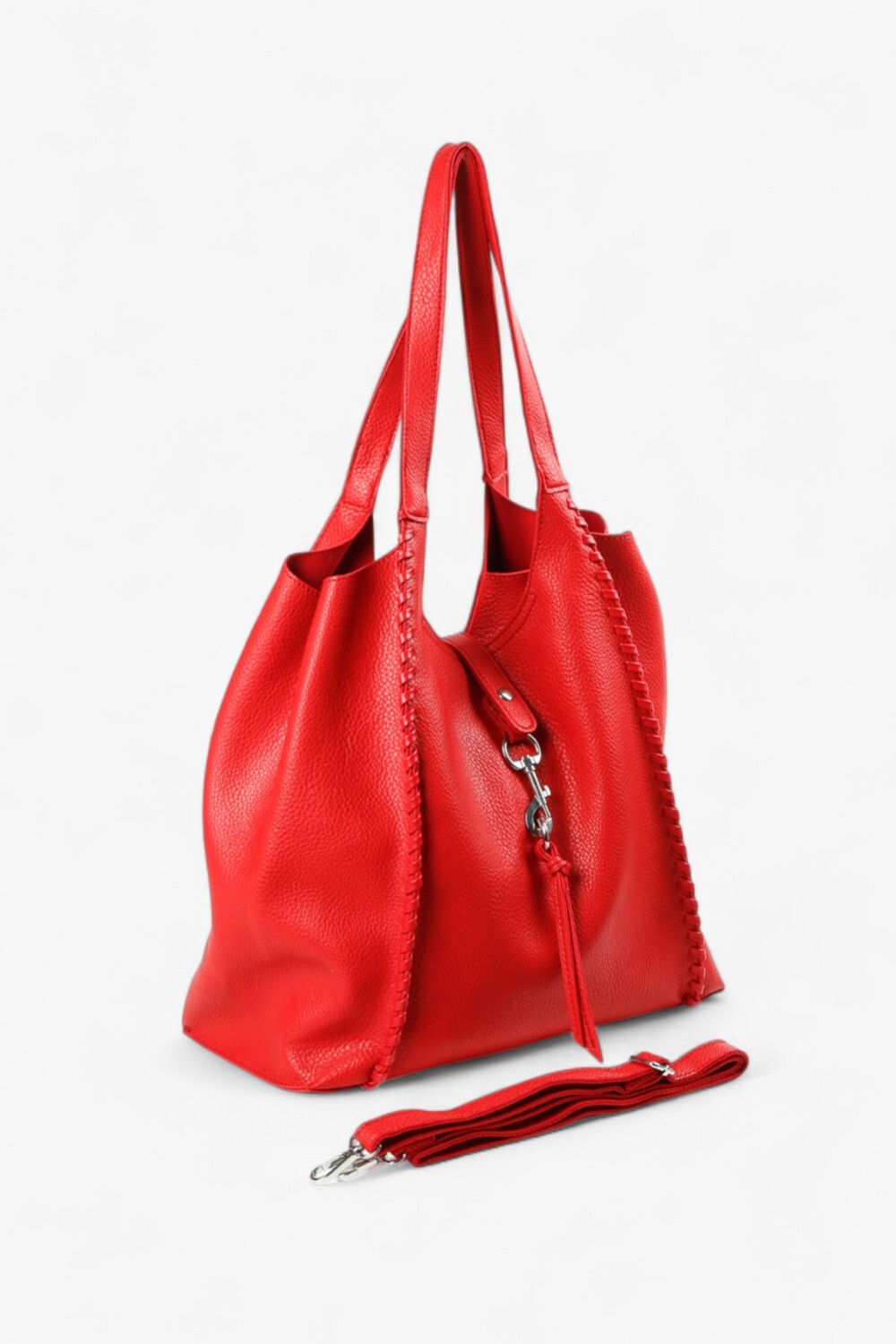 Wolf 穿條大托特包 紅色