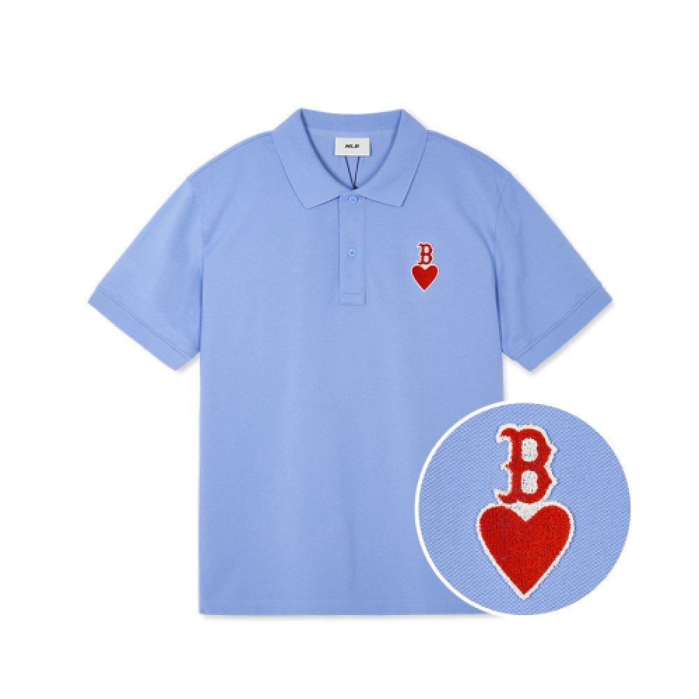 【直播】MLB LL081596 心型LOGO有領短袖上衣