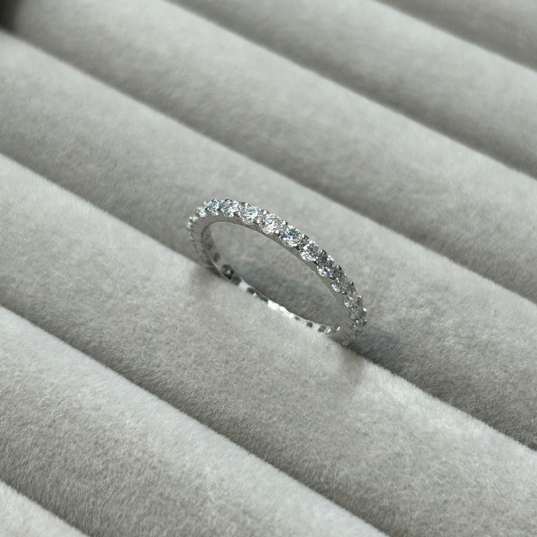 莫桑石全圈閃石純銀線戒指 (閉口款) [#SQ25082819]