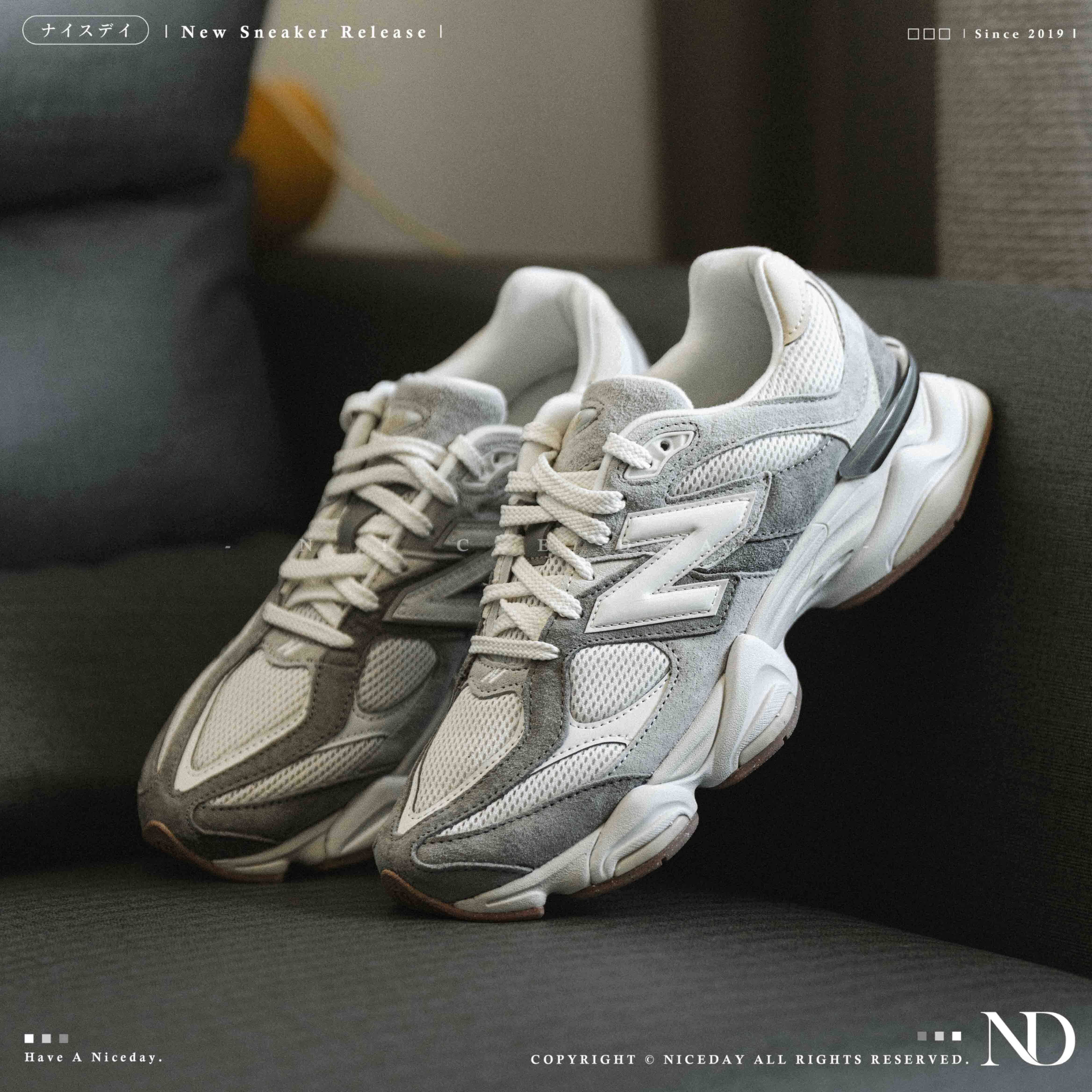 NICEDAY 現貨 New Balance 9060 米白 中性 灰白 復古 增高 杏灰色 女鞋 U9060AUB