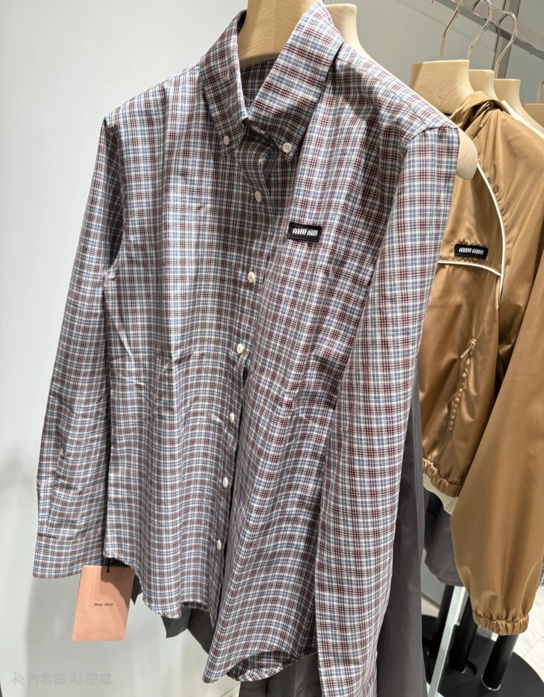 Miu Miu Basic 灰色格仔襯衫 男女可穿