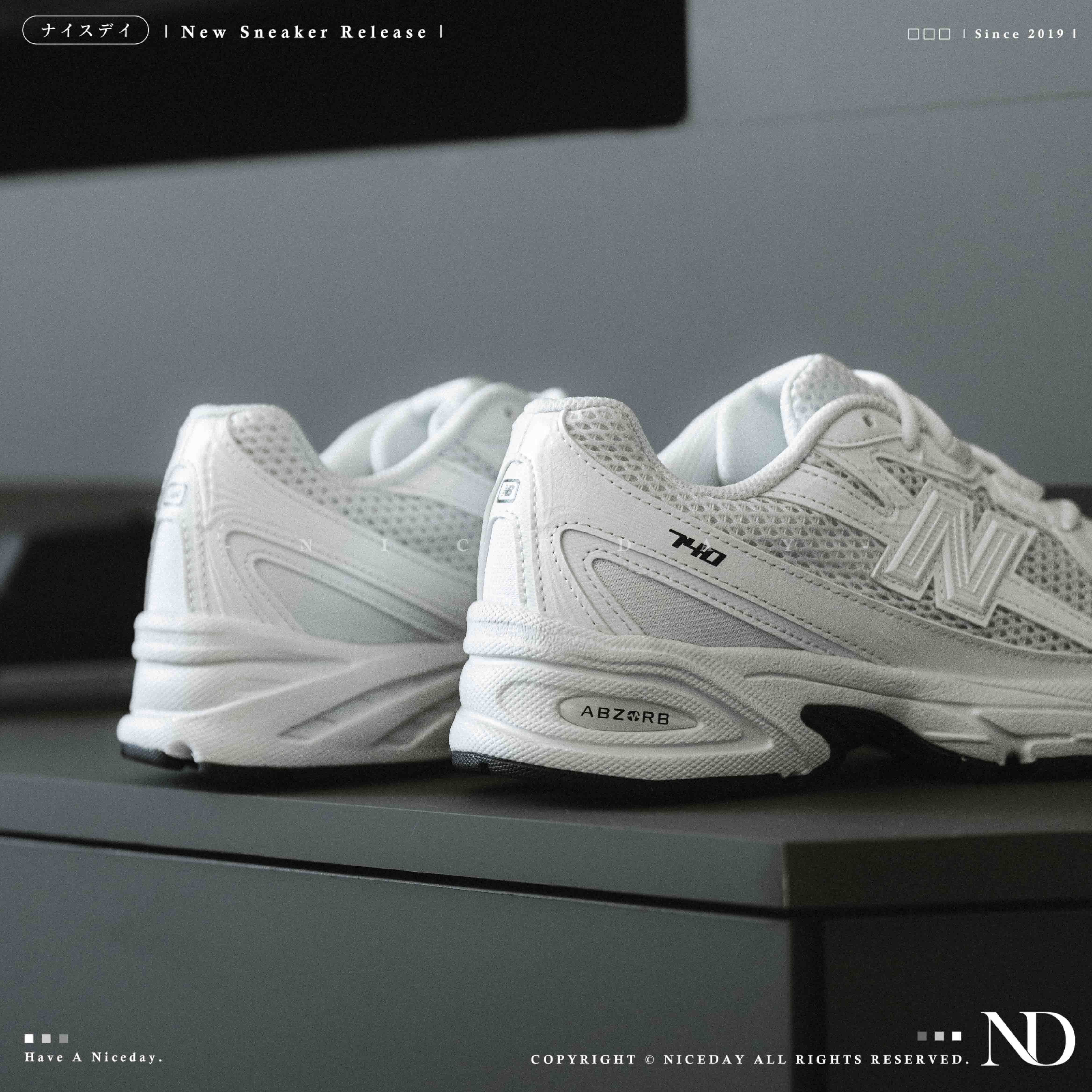 NICEDAY 現貨 New Balance 740 White NB740 白 全白 純白 休閒 復古 老爹鞋 U740WW2