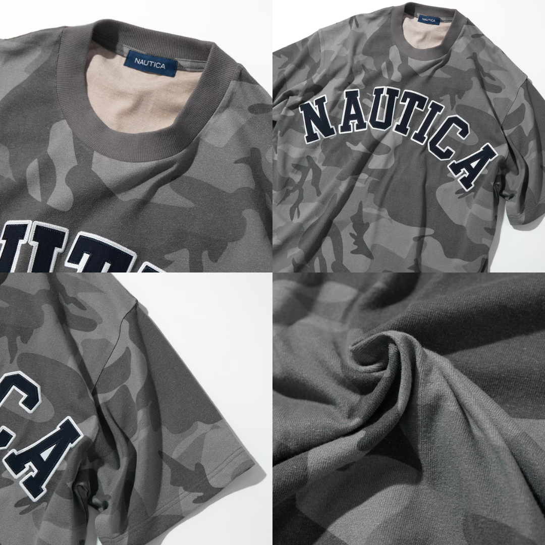 "代購" NAUTICA 寬版迷彩LOGO圓領短踢