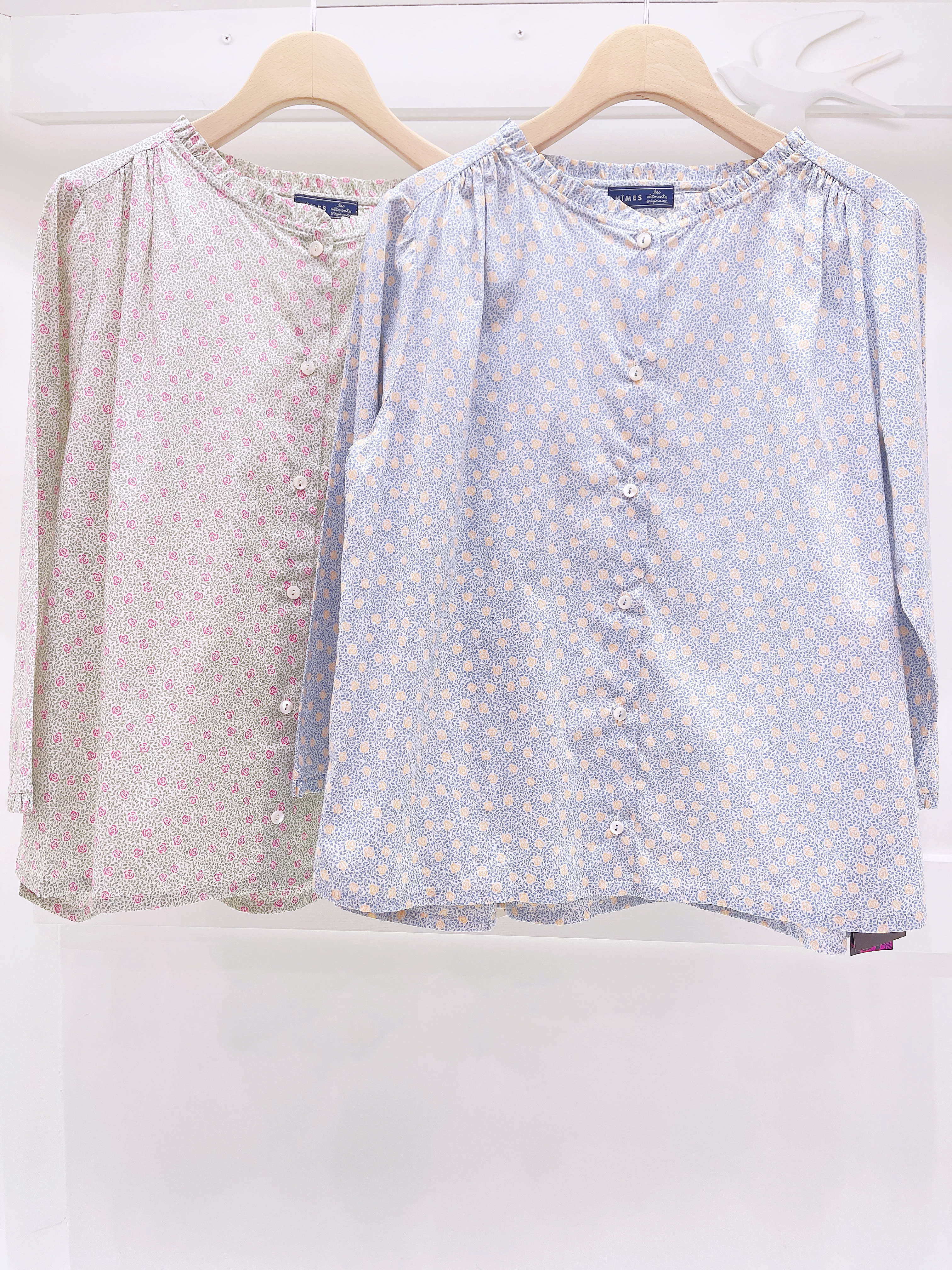 小花七分袖襯衫