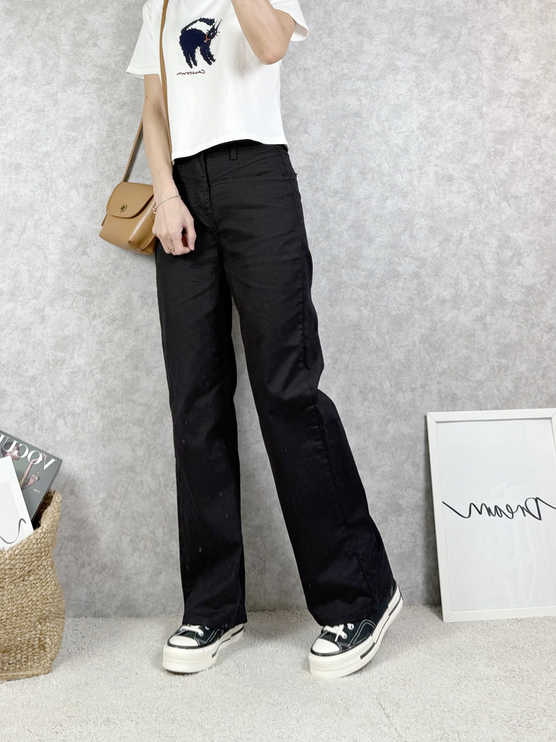 剪裁有視覺減碼的黑白寬褲 ⚡️熱銷 搶現貨⚡️