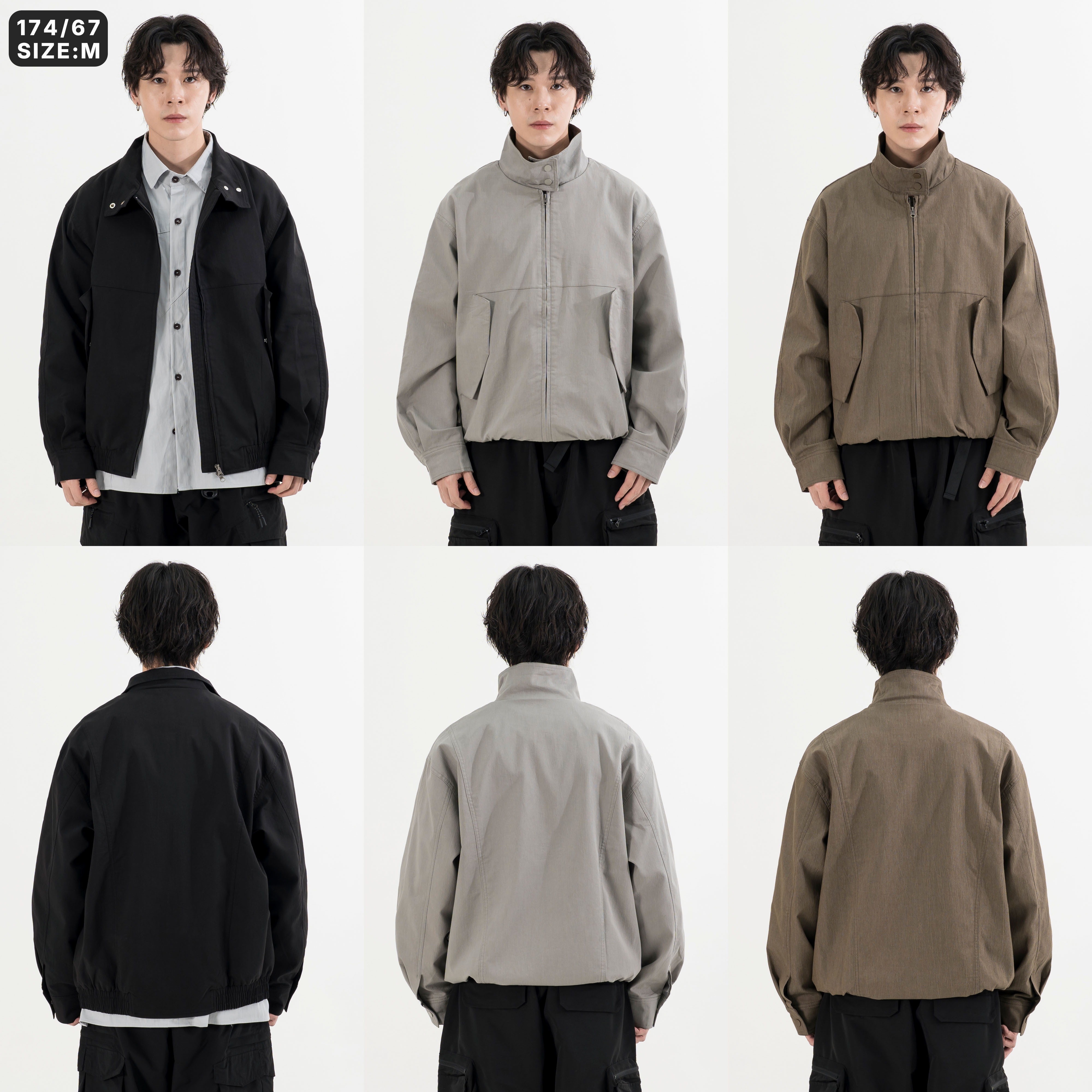 Stand Collar Utility Jacket  寬短 尼龍 立領外套 [O-JK108]