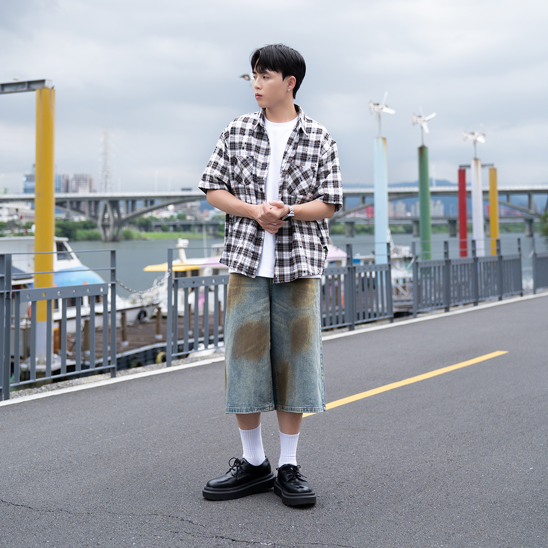 刻意髒髒 七分褲 LJ-92530