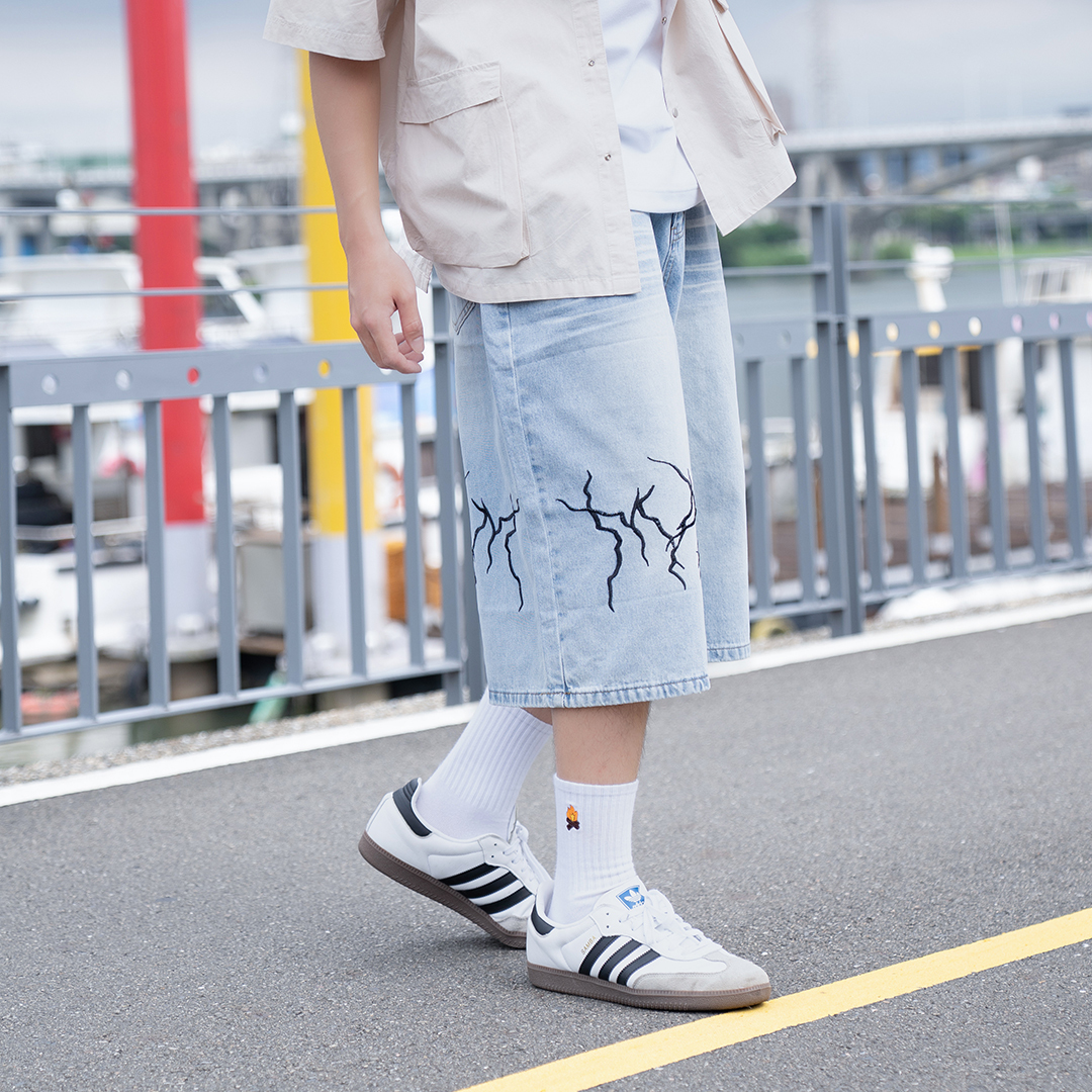 雷痕 電繡七分褲 LJ-706