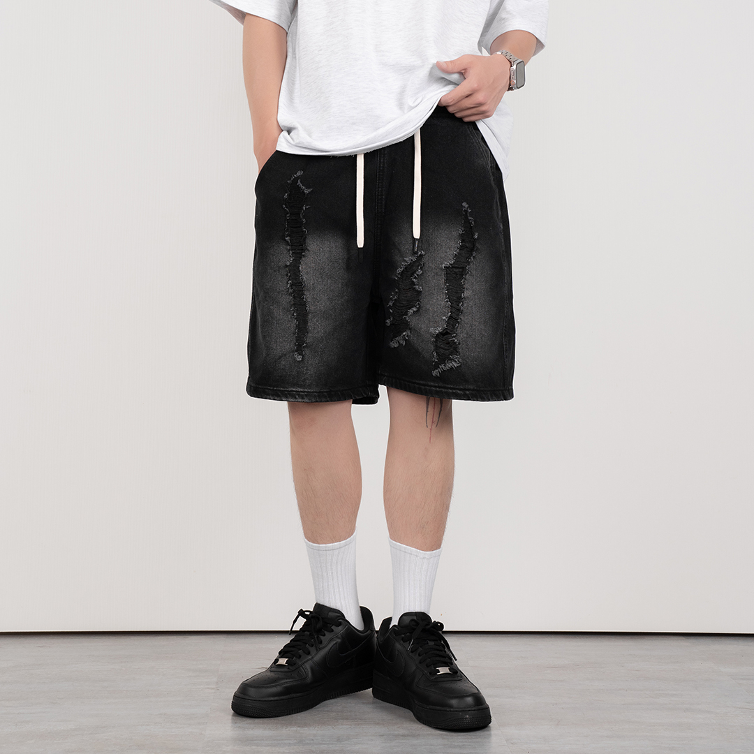 韓系直刷裂牛仔短褲 LJ-A09