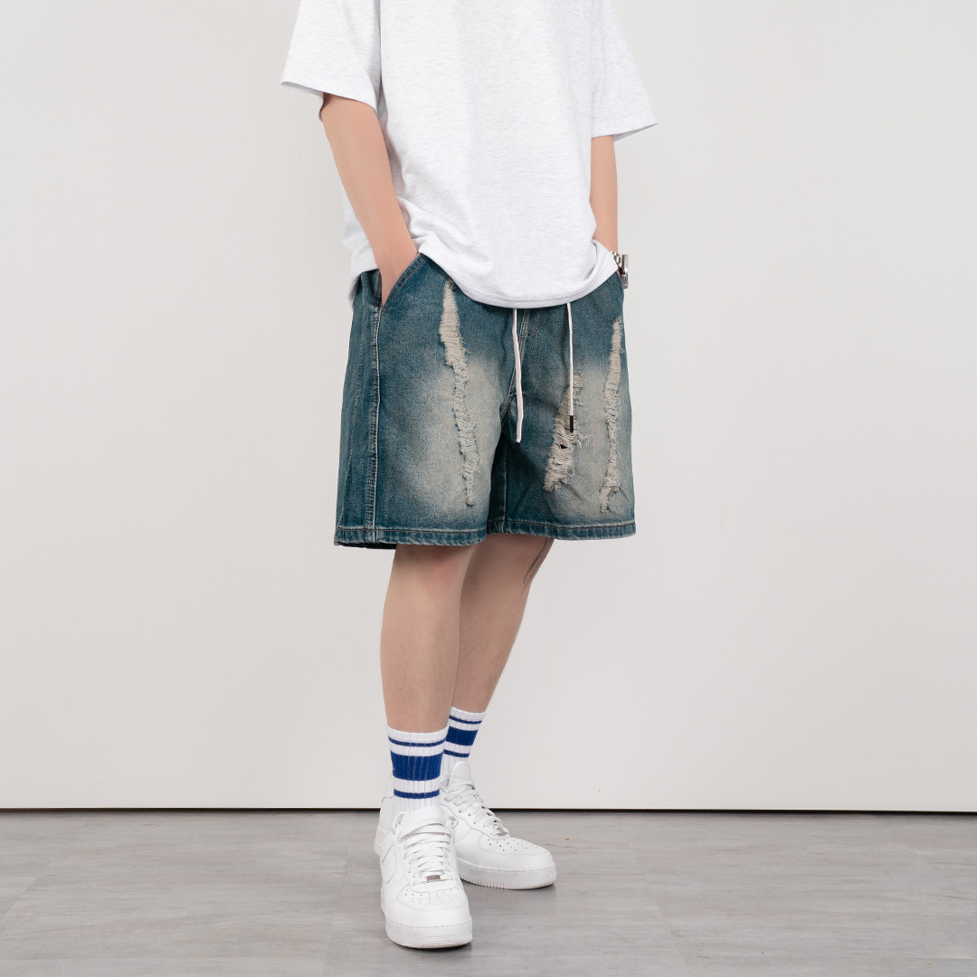 韓系直刷裂牛仔短褲 LJ-A09