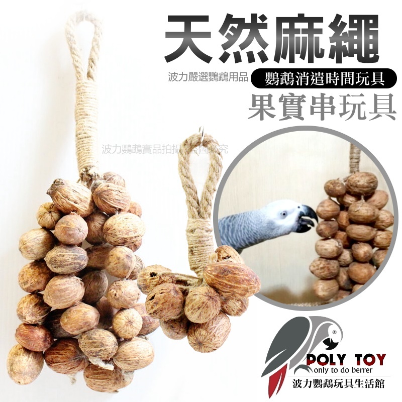 天然麻繩果實串 鸚鵡玩具 波力鸚鵡玩具生活館
