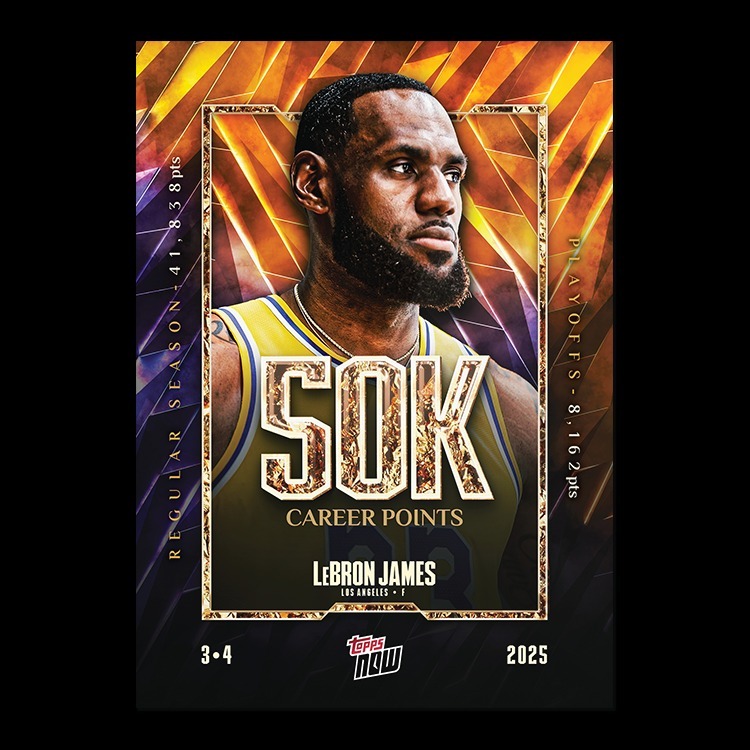 NBA球員卡 LeBron James - 2025 Topps NOW® Basketball - Card 12 - LOOK FOR RELICS and AUTO-RELIC - PR: 157,982