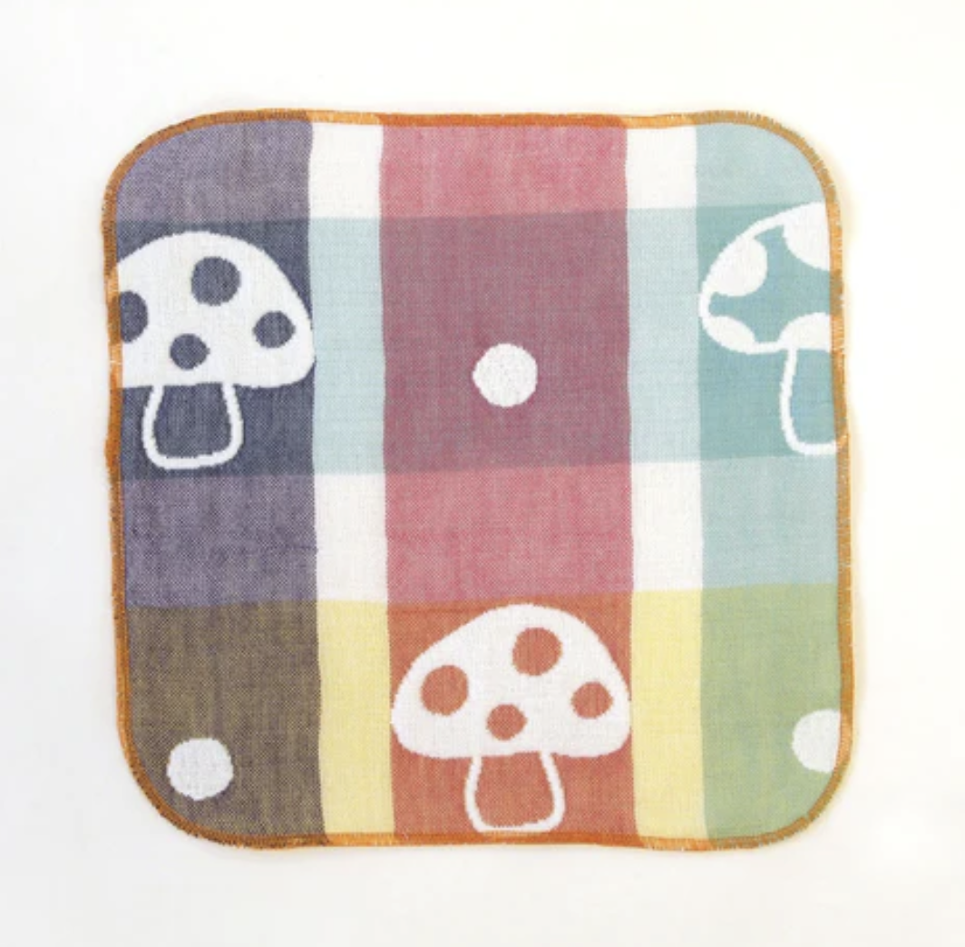日本製 10Mois Hoppetta 蘑菇6重紗手帕 22x22cm