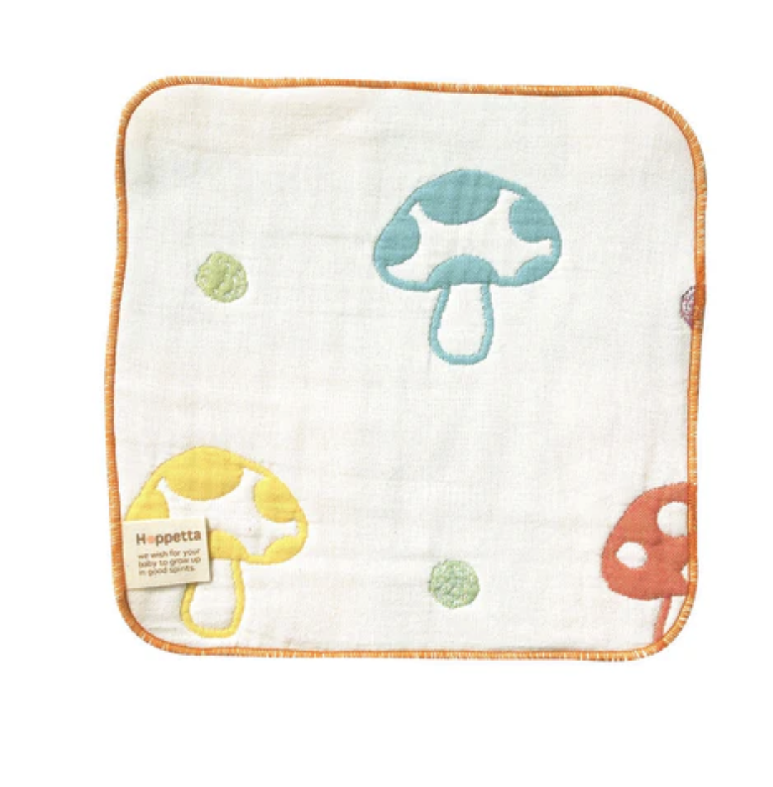 日本製 10Mois Hoppetta 蘑菇6重紗手帕 22x22cm