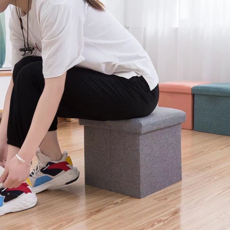 日常 38cm正方形凳子储物柜 高级灰色 可承受 150kg