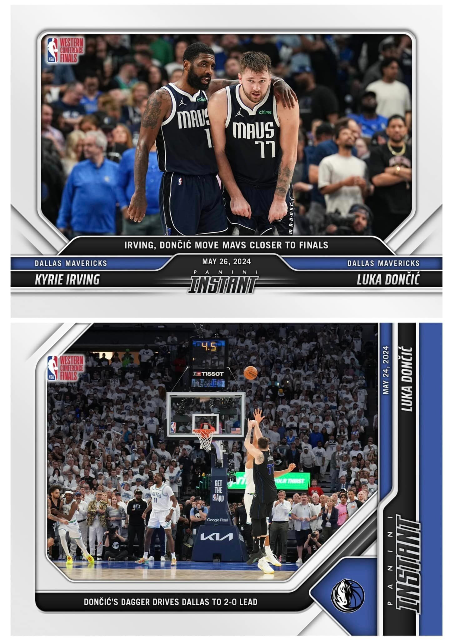 NBA球員卡 Doncic / Irving 達拉斯小牛 西冠 2023-24 Panini Instant NBA Card 590 / 591